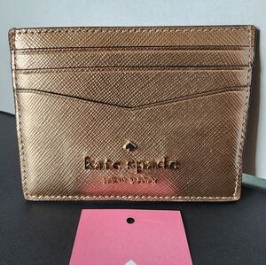 ✨️NWT✨️ Kate Spade Staci Rose Gold Metallic Saffiano Leather Card Holder, 2021